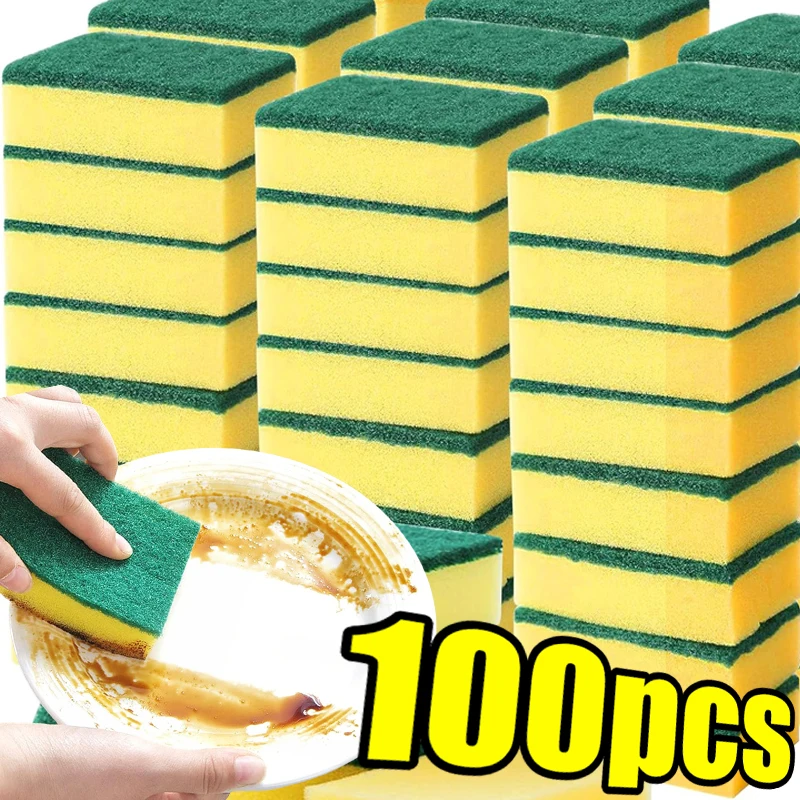 Esponja de lavar louça dupla face altamente absorvente pote de cozinha pratos esponjas de limpeza limpar escova de limpeza doméstica atacado
