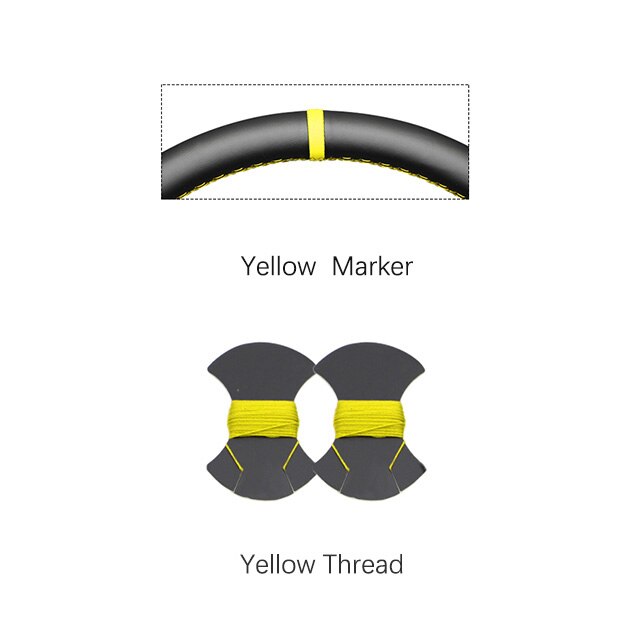 Hand-Gestikt Zwart Kunstmatige Suede Blauw Marker No-Slip Auto Stuurhoes Voor Peugeot 207 Cc: Yellow Marker