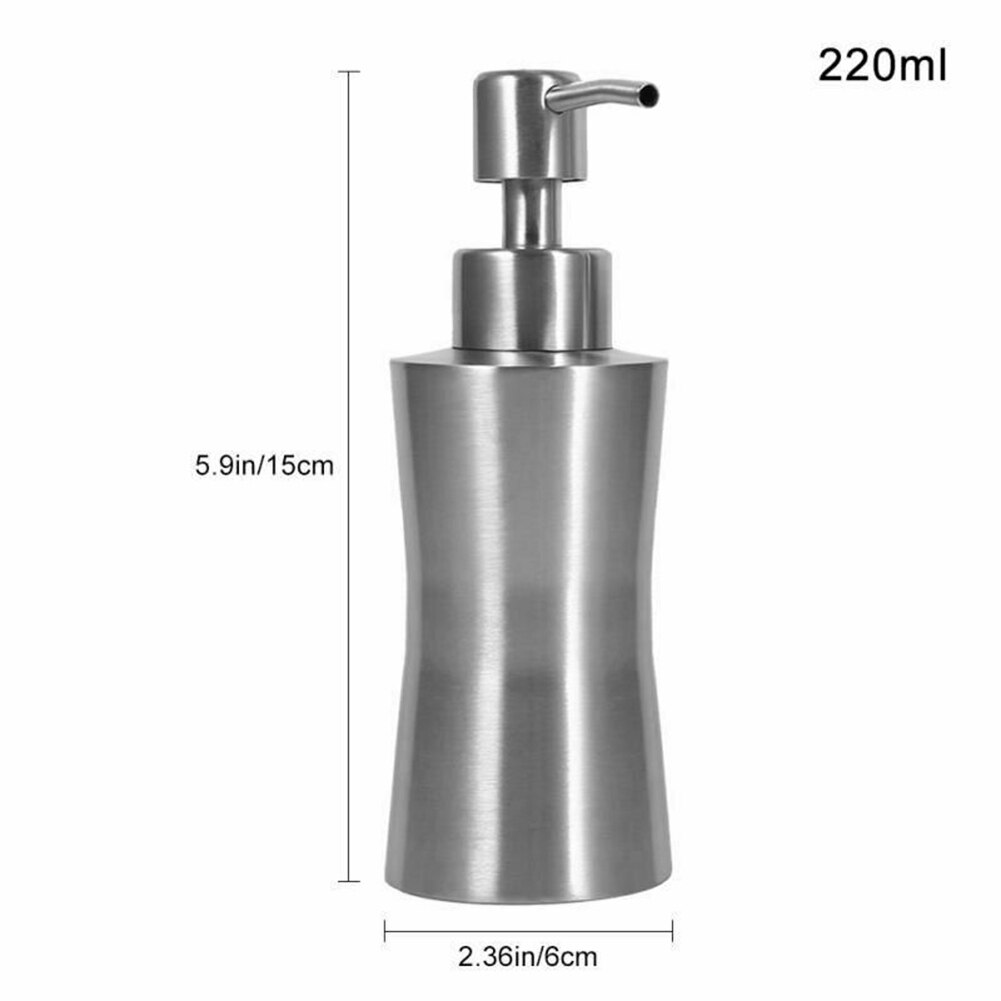 304 Stainless Steel Liquid Soap Dispenser Bottle Bathroom Shower Pumper Lotion Soap Dispenser QJS Shop: 220ml