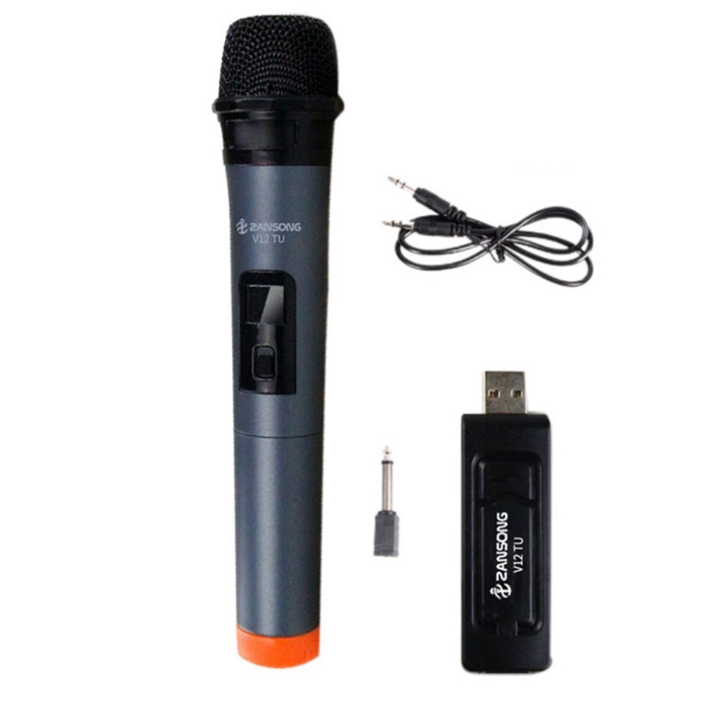 Handheld Durable Practical Wireless Singing Microphone Durable Convenient V12 for Karaoke Speech Loudspeaker