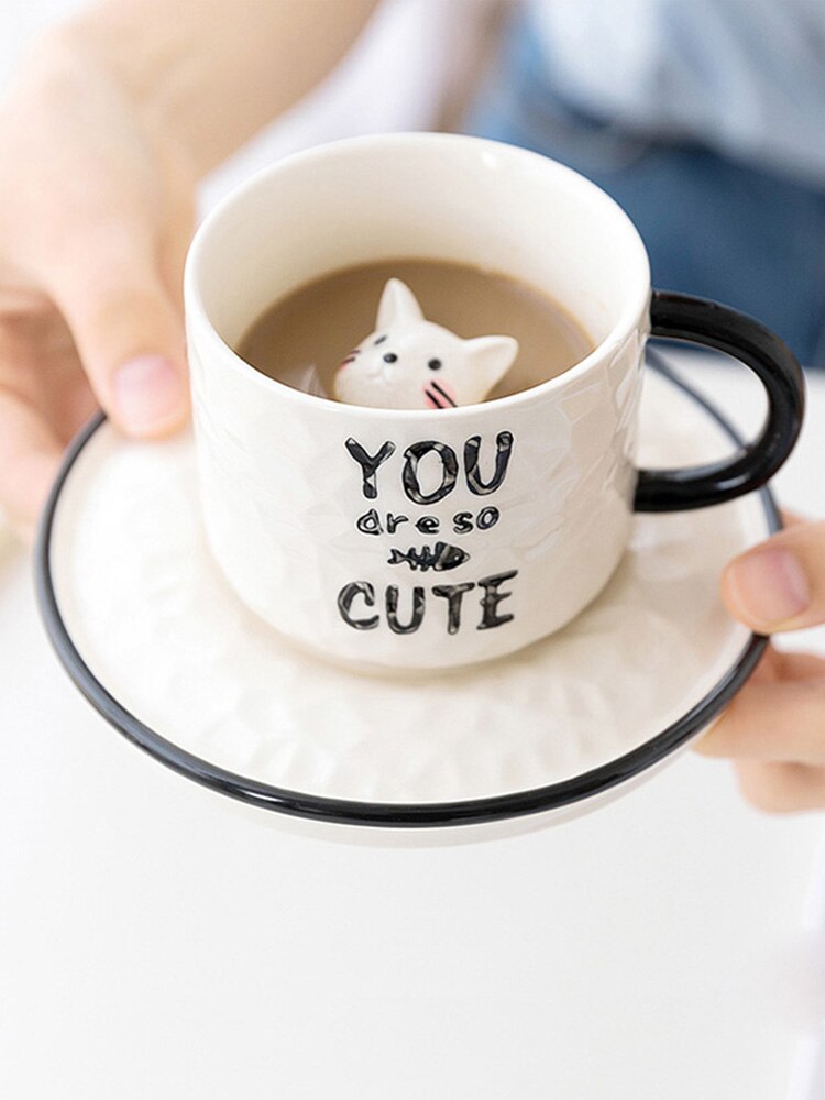 Cute Coffee Cup and Saucer European Tea Set Ceramic Cup and Saucer Set Bone China Idea Coffee Cup DD60CS