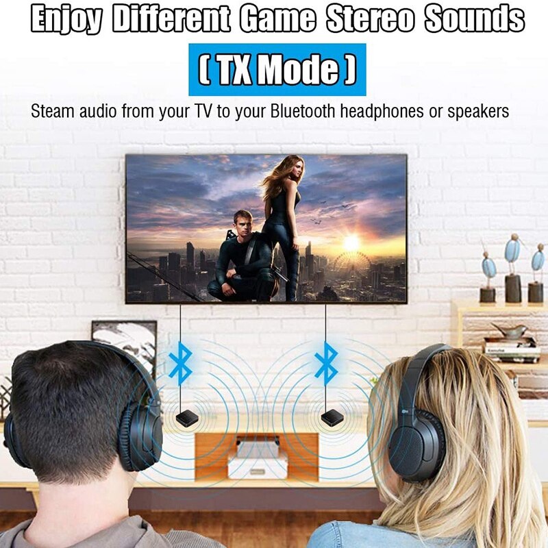 Bluetooth 5.0 Transmitter Receiver 2 in 1 Low Latency o Wireless Adapter Dongle for Home TV PC Tablet Speaker Car