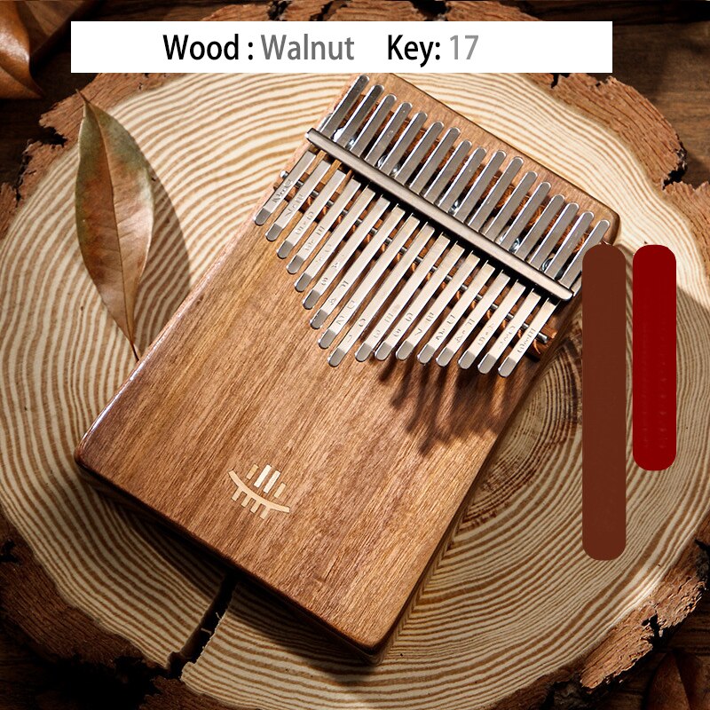 17 21 Key Kalimba Wooden Figure Keyboard Thumb Piano Musical Instruments Chamfer Calimba Mini Kalimbas Accessories: 17 keys Walnut
