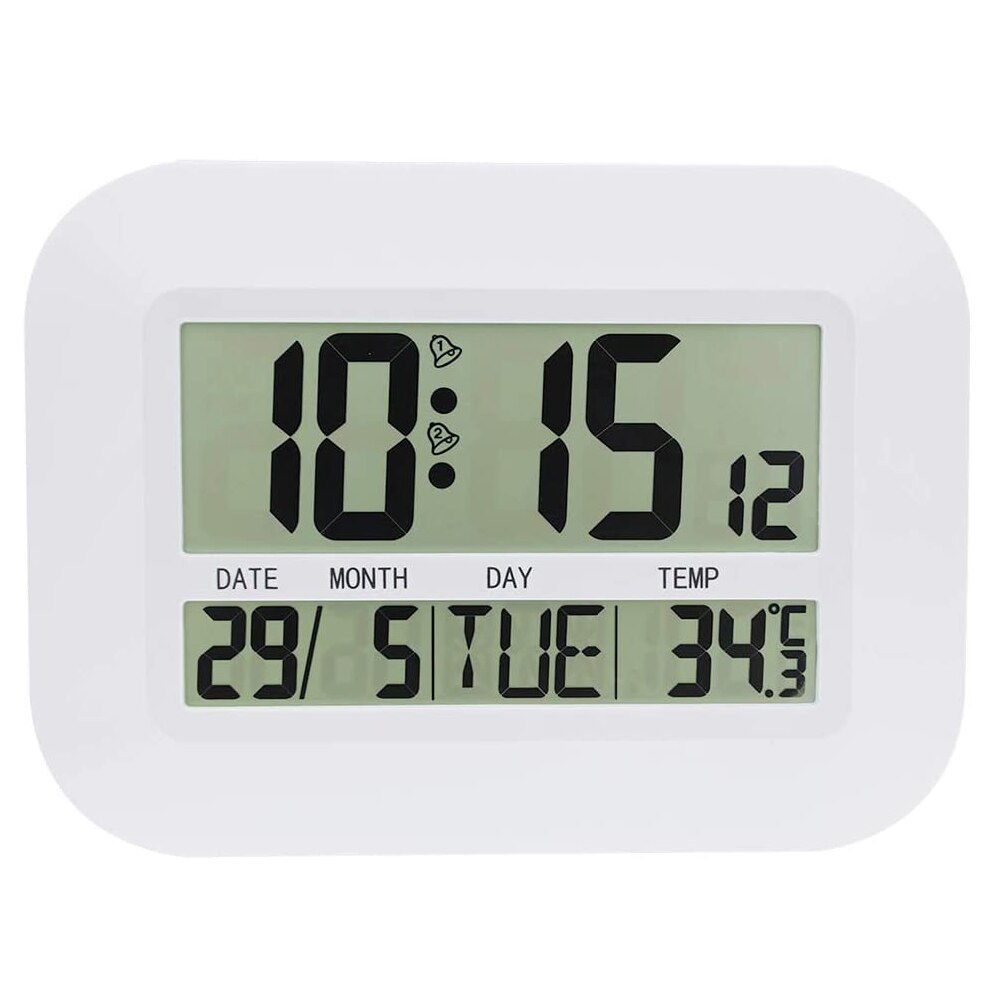 Digital Wall Clock Easy Operated Simple Large LCD Alarm Clocks Temperature Calendar Date Home Decor Large Screen Wall Clock