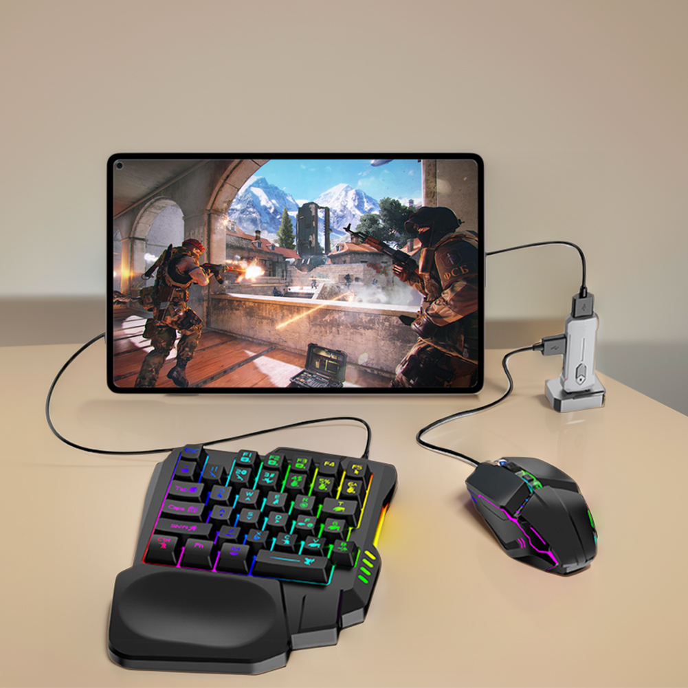 Klawiatura i mysz gamingowe 5 w 1, kompatybilne z Bluetooth 5.3 do PUBG, przewodowy konwerter myszy gamingowej, akcesoria dla graczy.