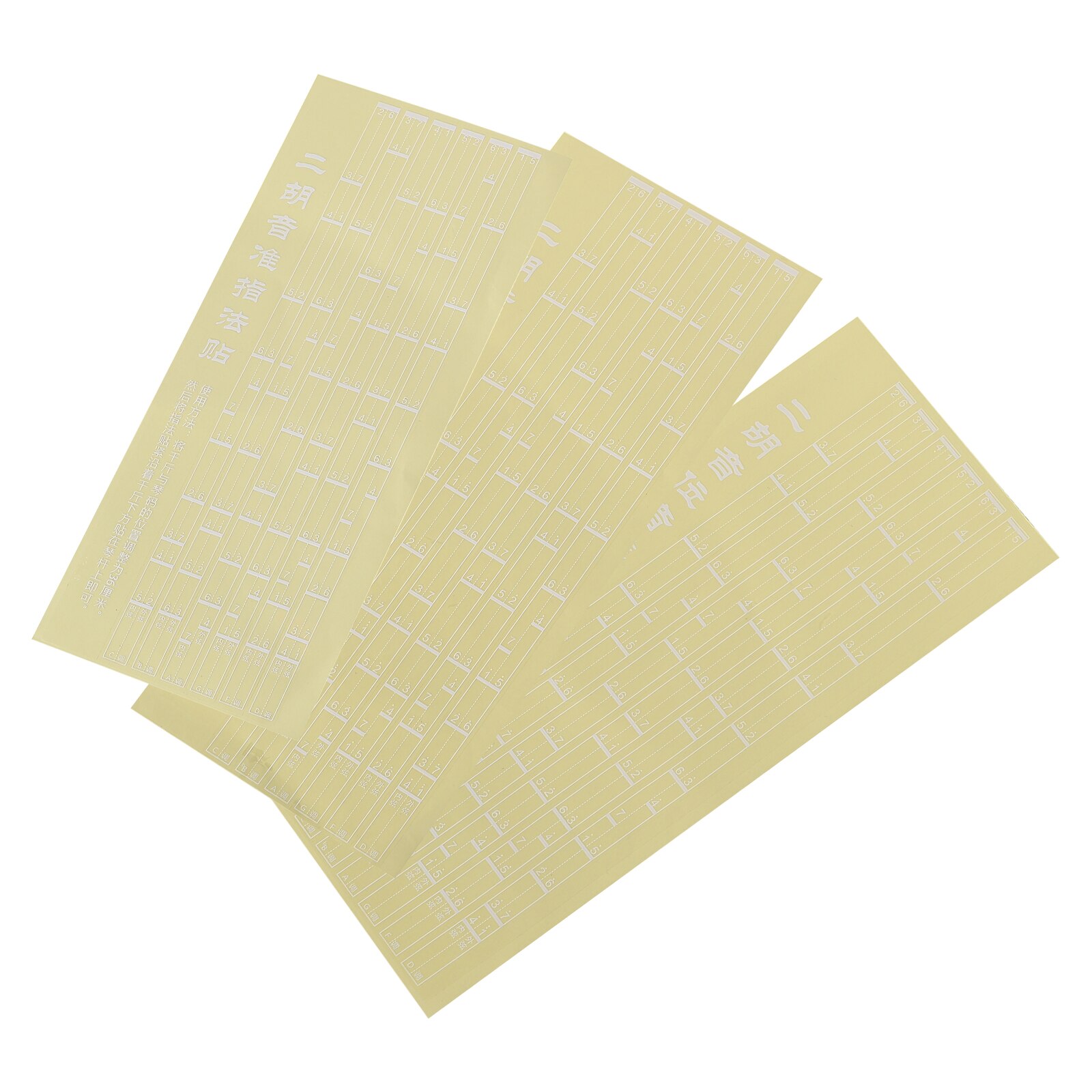 3Pcs Erhu Fingering Stickers Erhu Phonetic Fingering Charts (White)