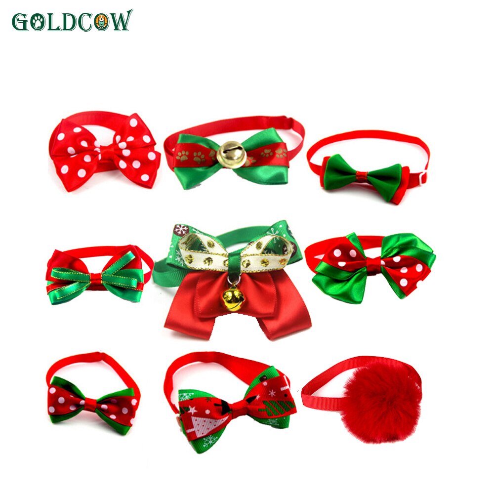 Hond Jaar Boog Kerstversiering Voetafdrukken Bel Ketting Hond Accessoires Hond Hoofdtooi Hond Kat Ornament Boog Hoofdtooi