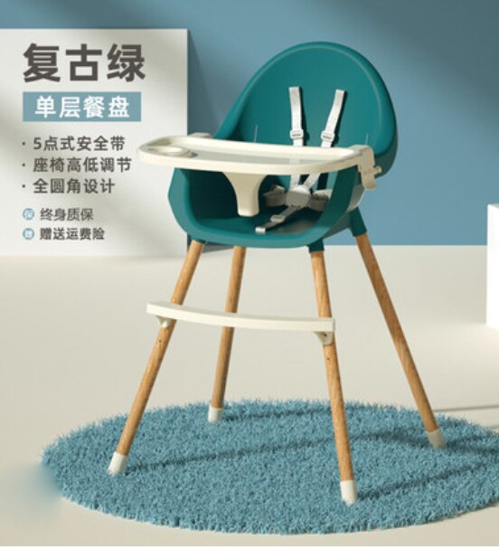 Bandeja ajustable multifuncional plegable portátil para niños, trona con cojín de PU, trona de alimentación de bebé 2:1: green