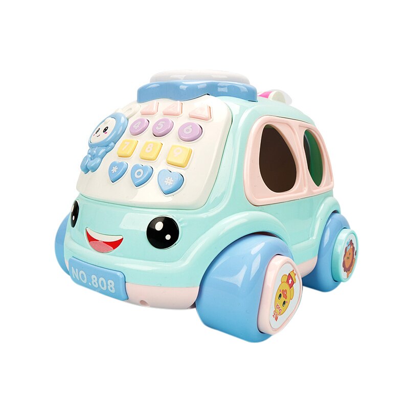 Baby Speelgoed Pull Touw Cartoon Auto Met Rammelaar Puzzel Muziek Funnuy Magic Baby Leren Educatief Speelgoed