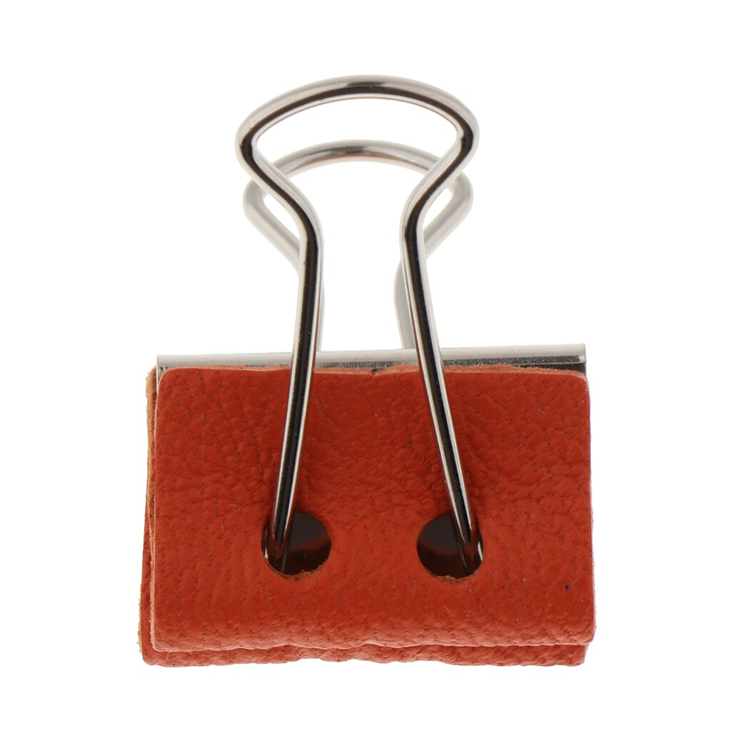 Stainless Steel Office File Ticket Paper Binder Clips with Leather Covered: 26x16mm 