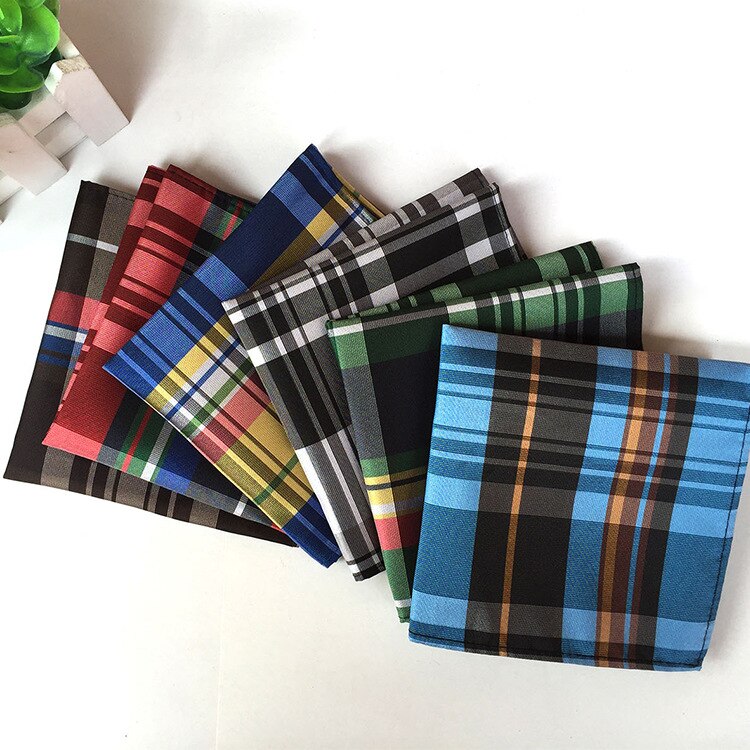 Classy Paisley Plaid Check Mens Silk Handkerchiefs Red Gray Blue Black Yellow Men Wedding Pocket Square