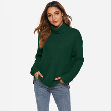 Winter Pullover Sweater Oversized Tops High Neck Long Sleeve Knitted Sweaters