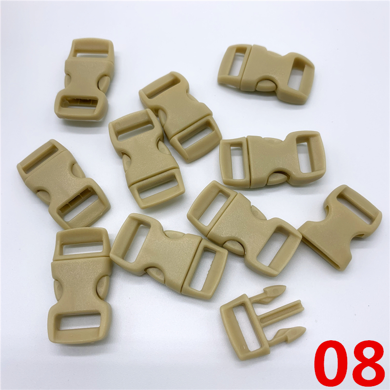10 sztuk/partia 10mm boczne zwolnienie klamra zakrzywione spadochron 550 bransoletka Paracord dla obroża pasek taśmy odkryty obóz: 08