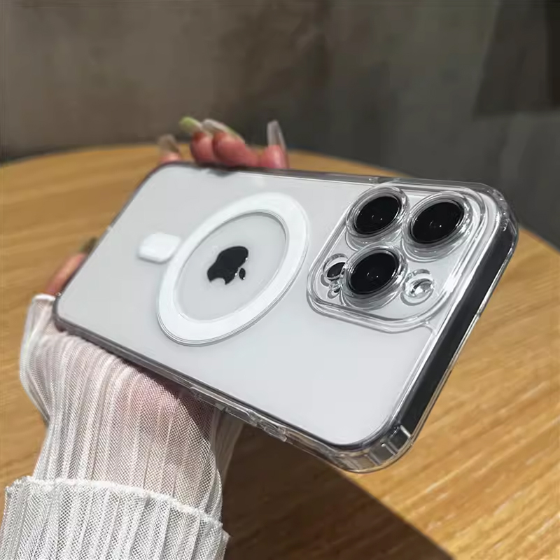 Funda transparente para carga inalámbrica Magsafe para Apple iPhone 16 15 14 13 12 11 Pro Max Plus Mini cubierta acrílica magnética a prueba de golpes