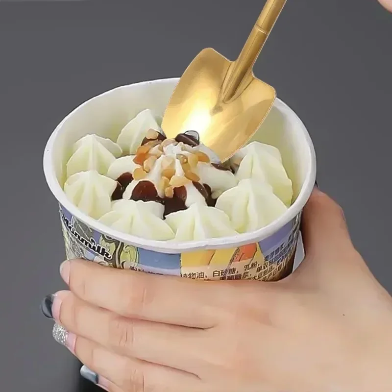 1/8pcs Shovel Spoons Coffee Stirring Spoon Stainless Steel Ice Cream Dessert Watermelon Scoops Kitchen Tableware Set
