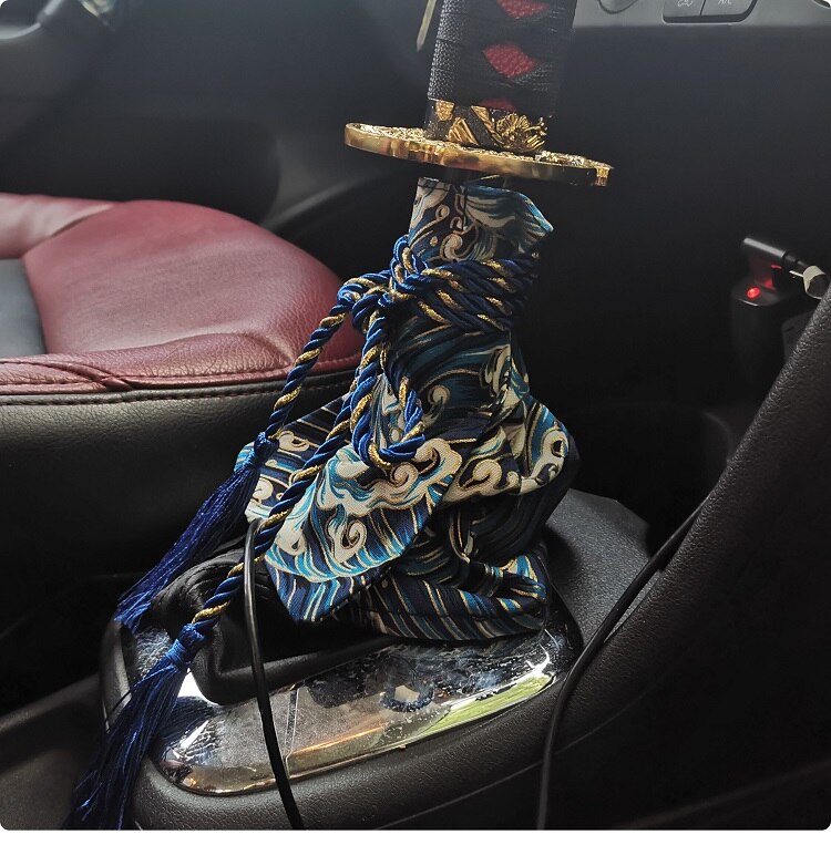 Jdm Car Modification Japanese Style Bushido Shift Boot Stick Head Gear Cover Handlebar Universal Lever: blue wave