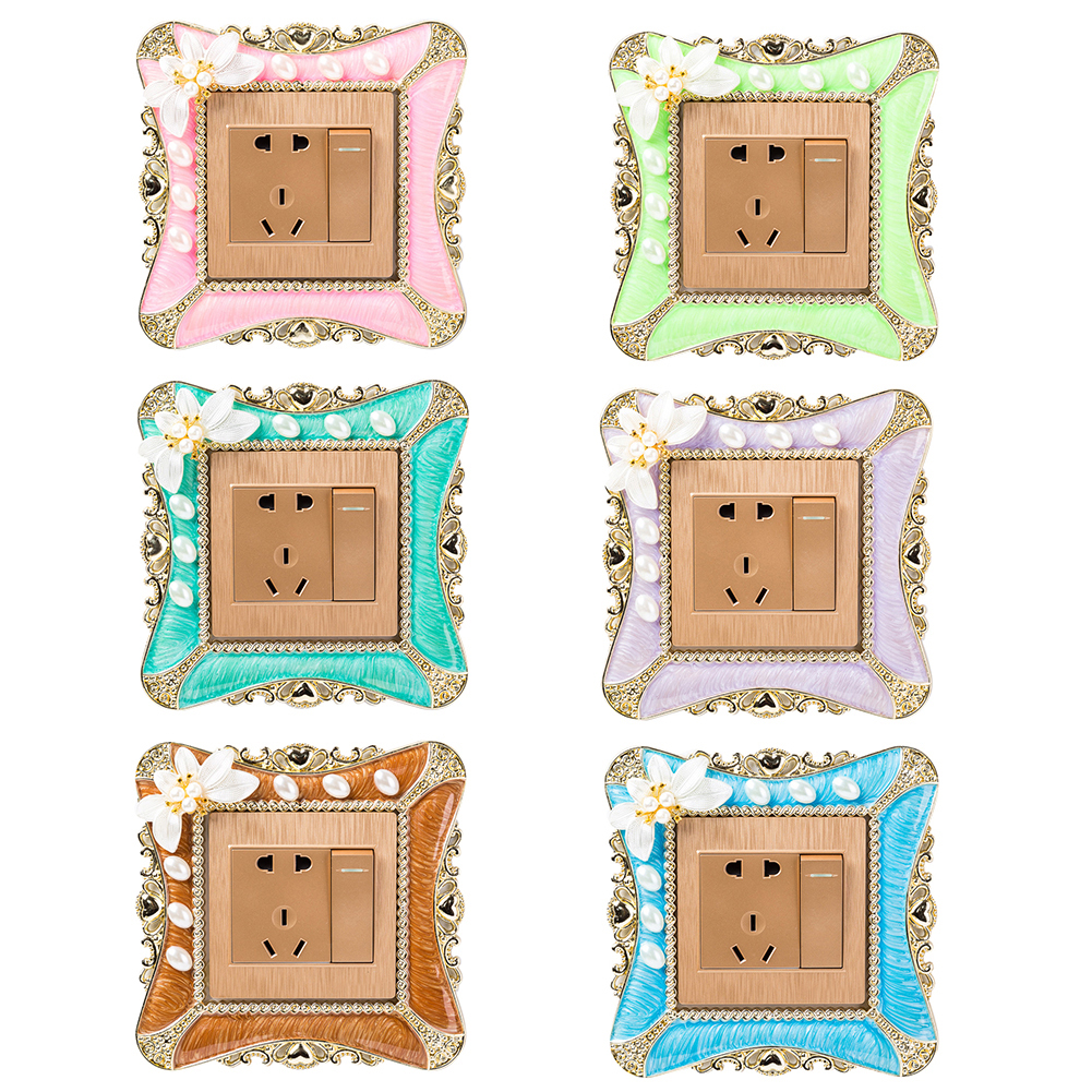 8.6*8.6cm Plastic Switch Sticker Square Switch Cover Wall Light Sockets Stickers DIY Wall Decor Switch Sleeve Home Decor