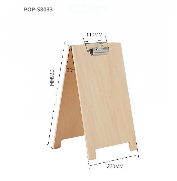 Træmenustativ papir prisskilt display bordplade liste bestillingsskilt clip label holder træplade dobbeltsidet fotoclips rack: A4