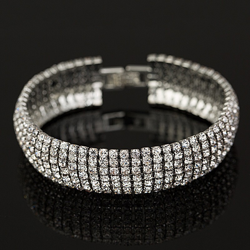 Luxus Kristall Armbänder Für Frauen Gold und Silber Überzogene Verknüpfung Armbinde-Armbinde-Kunst Strass Schmuck Für Frauen # B011