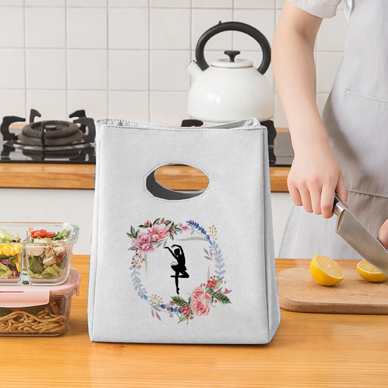Ballet Geïsoleerde Canvas Picknick Lunch Tas Neutrale Geïsoleerde Folie Voedsel Opbergtas Draagbare Grote Capaciteit Tote Kids Lunch Tas: 9Ballet0016