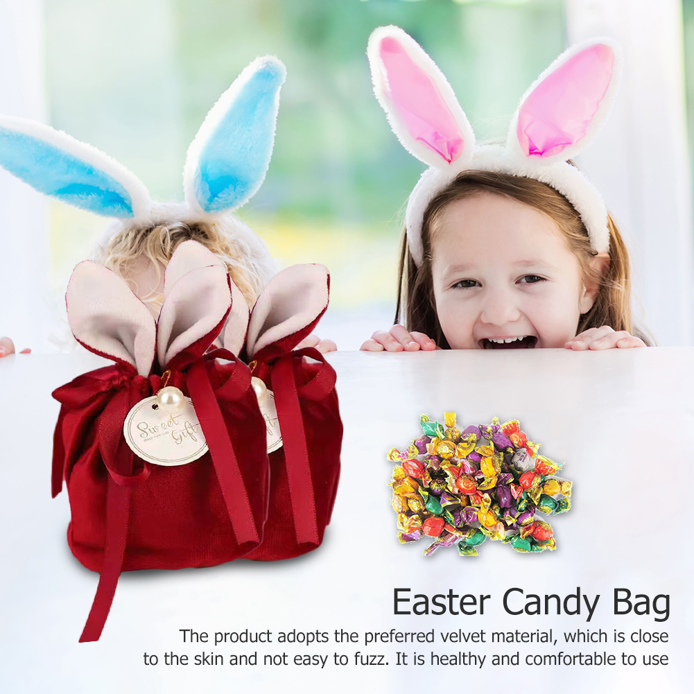 5 stück samt ostertaschen, süßer hase, geschenkverpackung, kaninchen, valentinstag, süßigkeitentaschen, hochzeit, geburtstag, teil