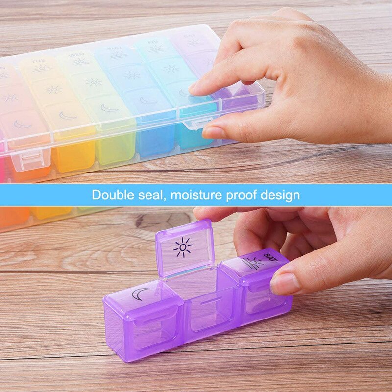 21 Grids 7 Dagen Wekelijkse Pillendoosje Geneeskunde Tablet Dispenser Organizer Pillendoosje Splitters Pill Organizer Container