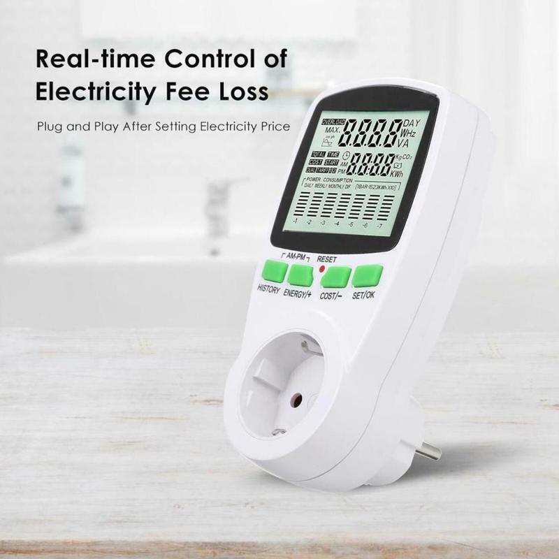 Elektriska instrument effektmätare digital wattmätare wattmonitor elkostnadsdiagram mätning uttag analysator