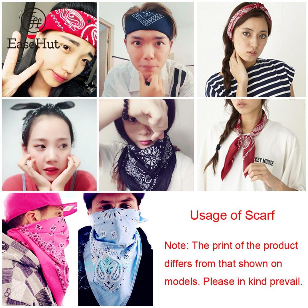 Easehut Vrouwen Mannen Vierkante Sjaal Paisley Print Bandana Haarband Halsdoek Hip Hop Hoofddoek Unisex Hoofddeksels Cool Bandana