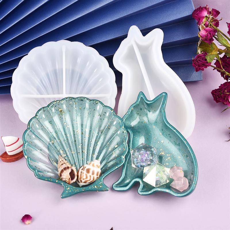 Opbergbak in de vorm van een schelphond, siliconen mal voor doe-het-zelf epoxy knutselen, sieraden maken, harsmal, sieradengereedschap, mallen