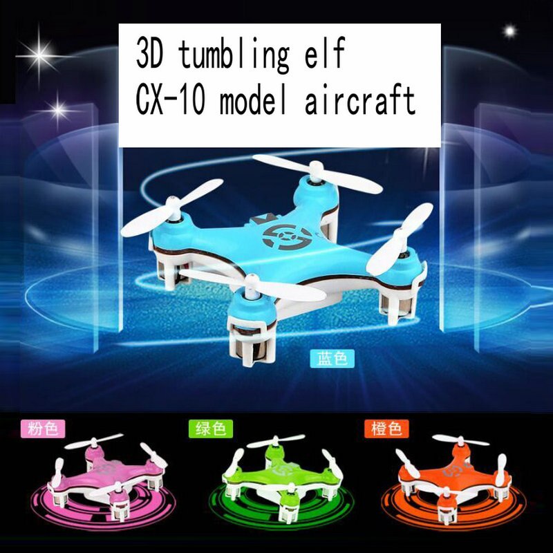 CX-10 4-channel 2.4GHZ3D rotating roll only 4CM mini remote control aircraft, LED lights bright children like elf