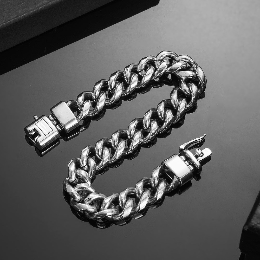 Gourmette lien chaîne hommes Bracelet bouddha Bracelet boucle de sécurité Bracelet Antique argent couleur Bracelets Punk hommes bijoux