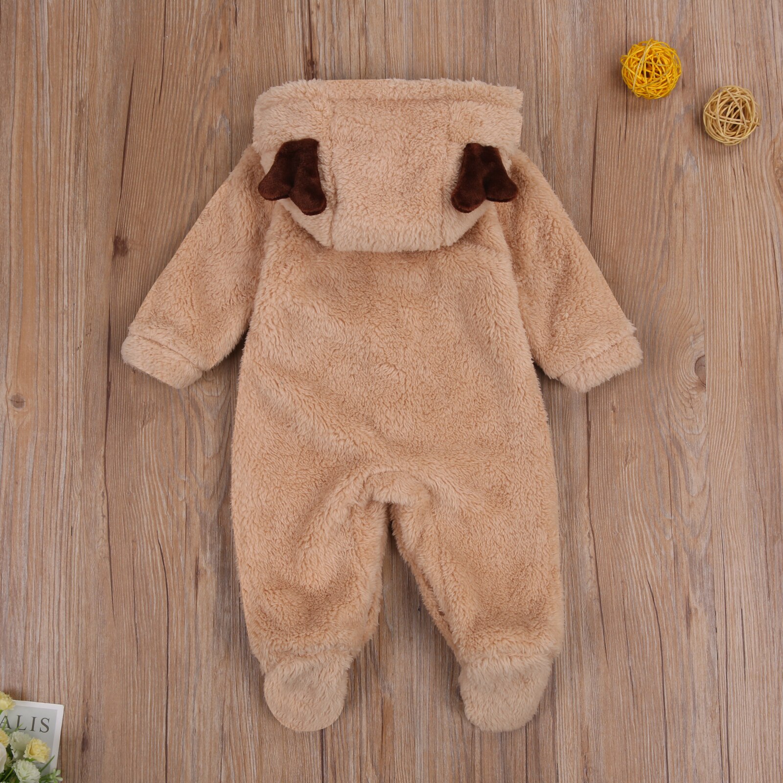 Winter Baby Boys Girls Hooded Jumpsuit, Cartoon Deer Long Sleeve Creepers Bodysuit Outfits