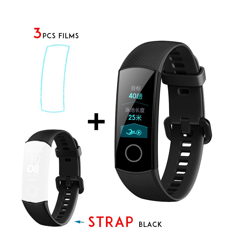 Original Huawei Honor Band 4 Standard Version Smart Wristband Color Screen Touch Pad Heart Rate Sleep Snap Monitor: Black n Black strap