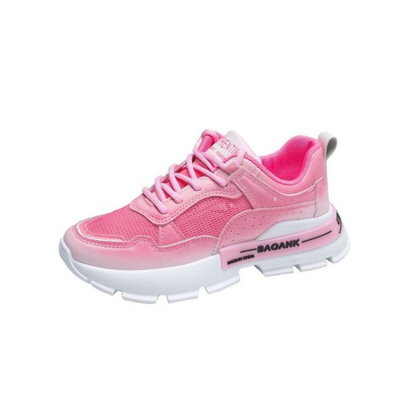Fujin sneakers dames zomer snoepkleurige ademende mesh platte platform casual chunky schoenen damesschoenen: Roze / 7