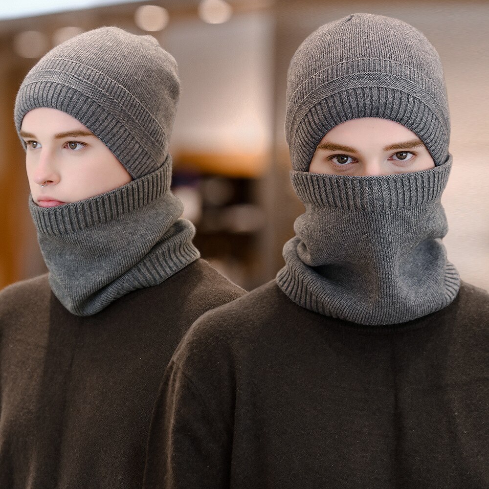 Todelt kjole pluss fløyel polstret krage kaldtett ørebeskyttelseshatt vinter menn og kvinner varm utendørs reisedrakt