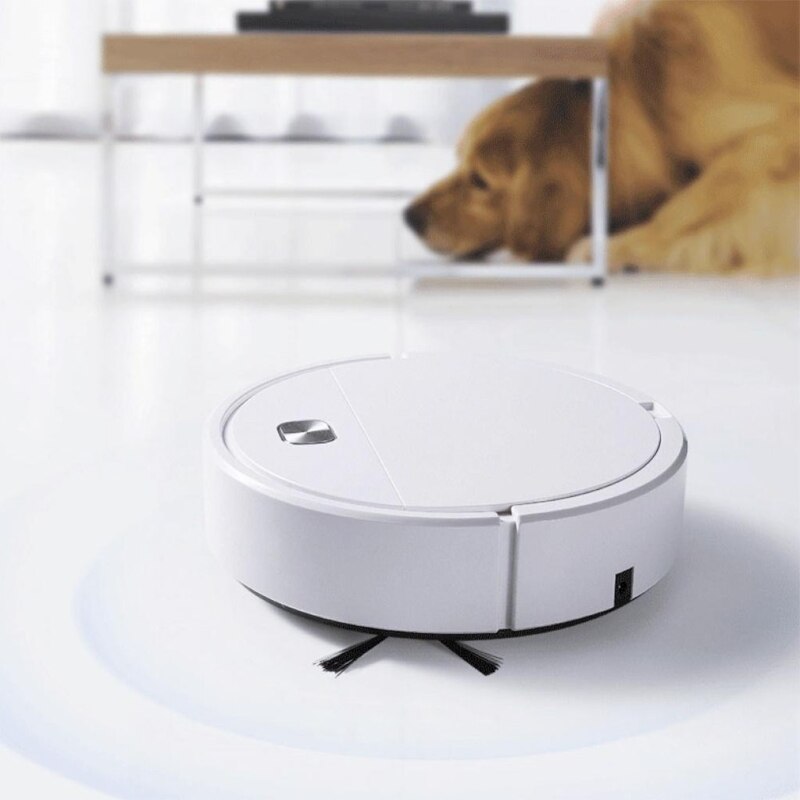 Robot aspirador con succión de 1800Pa, 100 min de duración, silencioso, Delgado, Ideal para pelo de mascotas, alfombras, suelos duros (blanco)