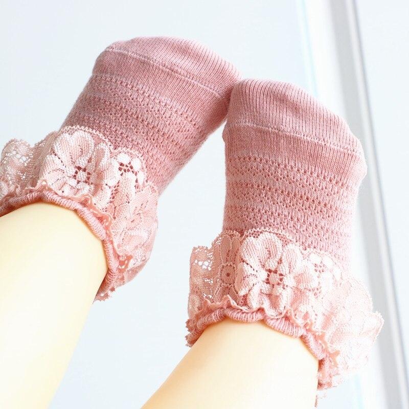 Dünne Sommer Baby Mädchen freundlicher Kleinkind Weiß Rosa Baumwolle Spitze Rüschen Prinzessin Gittergewebe Socken freundlicher Knöchel Kurze Socke Atmungsaktive