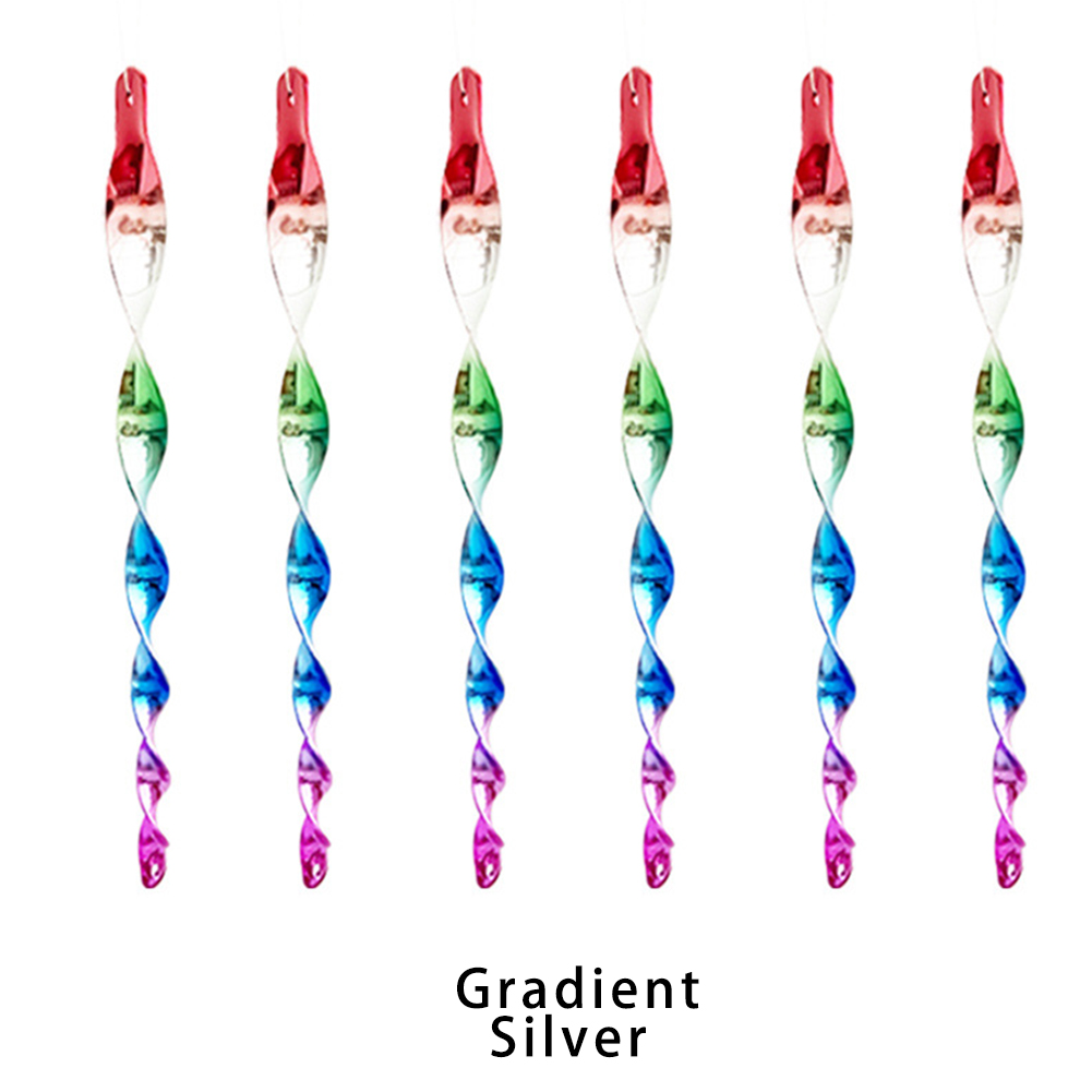 6 stk fugleskræmmer roterende stang reflekterende vindspiral afskrækkende kontrolenhed landbrugsskræmme fugl have ornamenter indretning: Gradient sølv