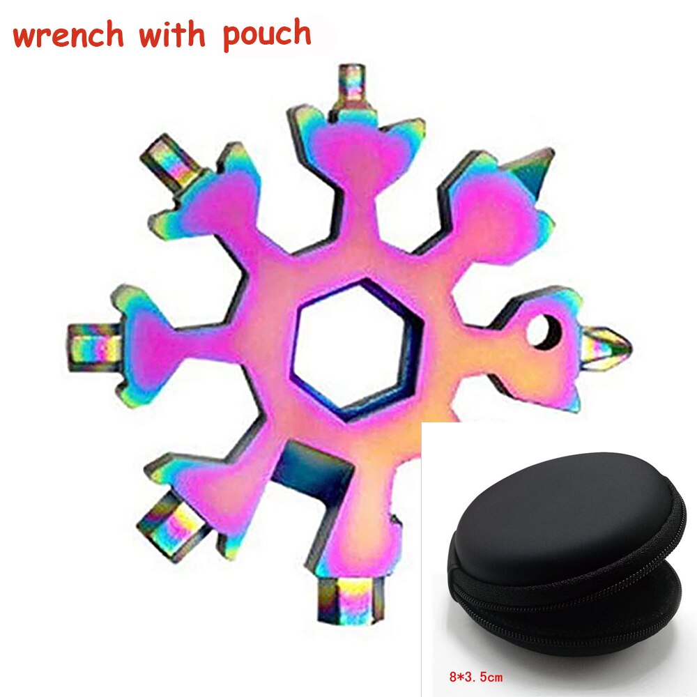18 in 1 Tragbare Multifunktionale Schneeflocke bilden Schlüssel Saker 18-in-1 Schneeflocke Multi-Werkzeug Mini Tasche schlüssel: Farbe(mit Beutel)