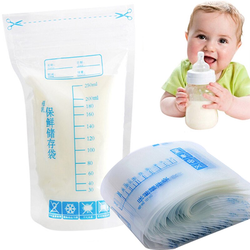 30 sacos de alimentação selados portáteis descartáveis do armazenamento do leite materno do bebê dos pces 250ml