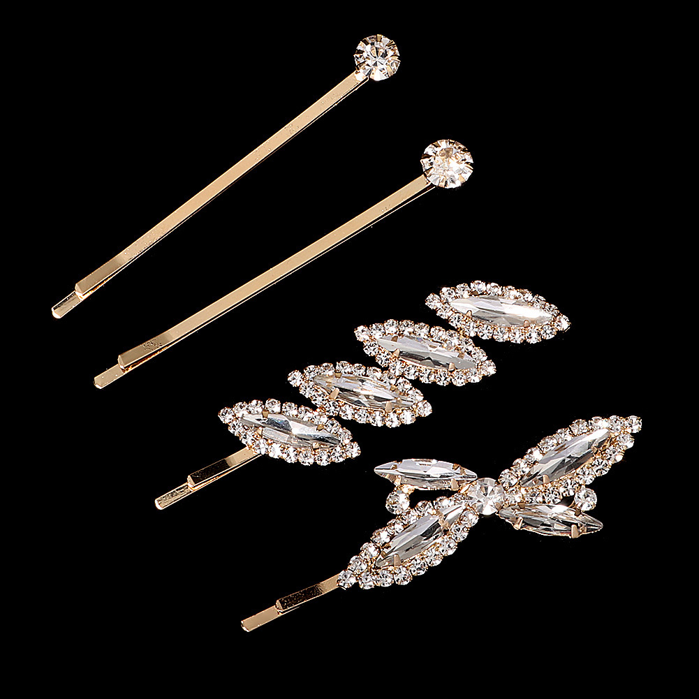 Bridal Barrettes Clear Crystal Women Hair Ornaments Hair Pins Women Hair Clips Bridal Hair Jewelry Accessories: black