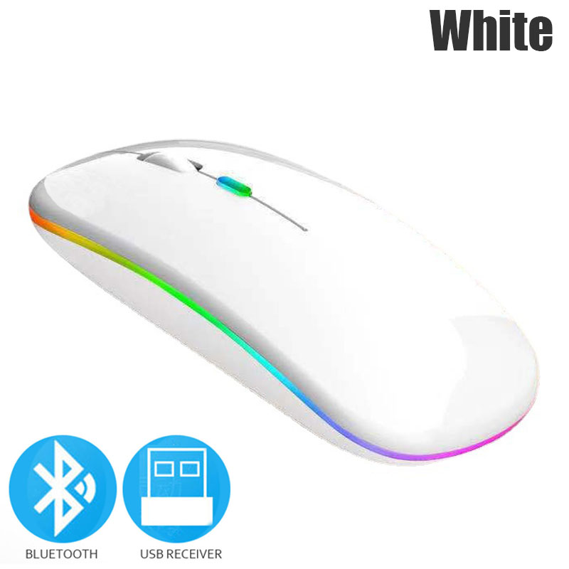 Bluetooth 5.0 Wireless Mouse For Laptop Computer PC Macbook Gaming Mouse 2.4GHz With USB Rechargeable RGB Light Power Indicator: Gold