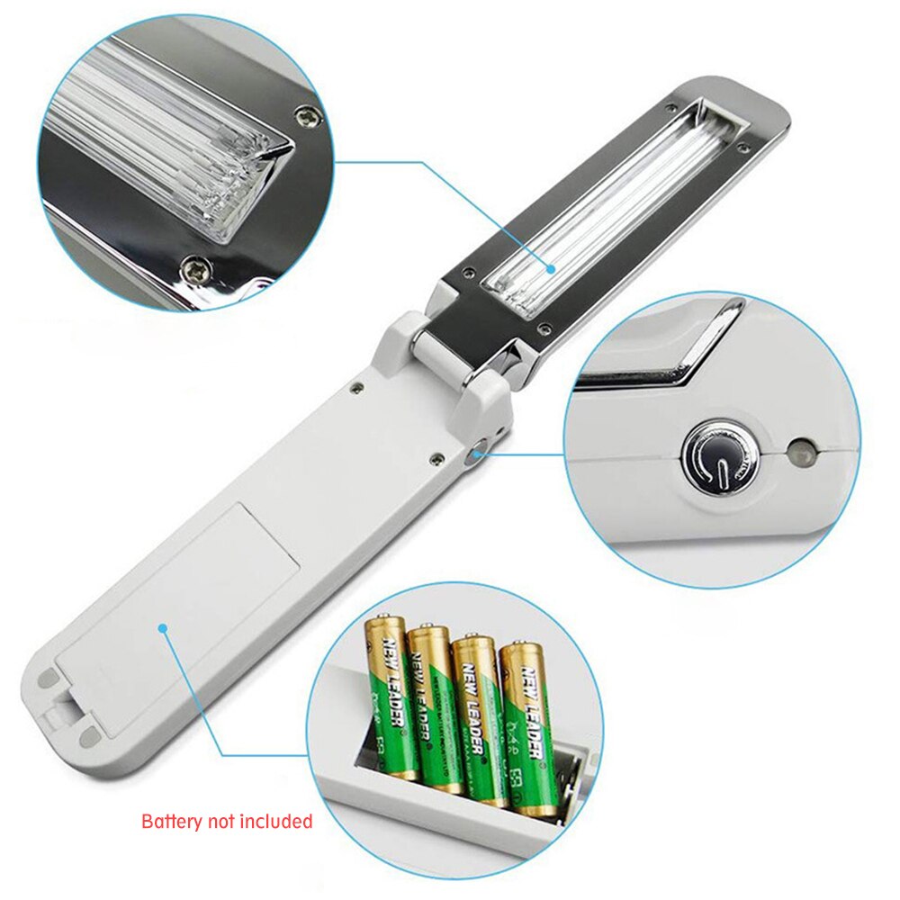 Foldable UVC Lamp wireless Portable Sanitizing Ultraviolet Light Disinfection 4*AAA battery Handheld Sterilizer Wand Lighting