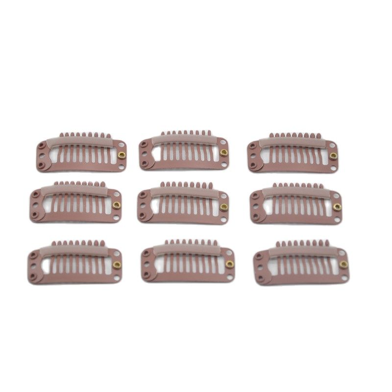 Peigne à 9 dents en acier inoxydable, Clip de perruque pour tissage/tissage à la Machine, accessoires d&#39;extensions de cheveux, 3.2cm, 50 pièces/sac