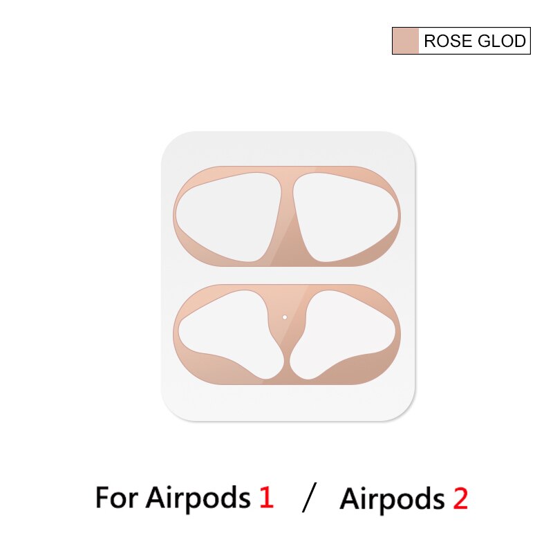 Film anti-poussière pour Apple AirPods 1/2, boîtier autocollant, Protection intérieure pour écouteurs, couvercle autocollant: rosegold