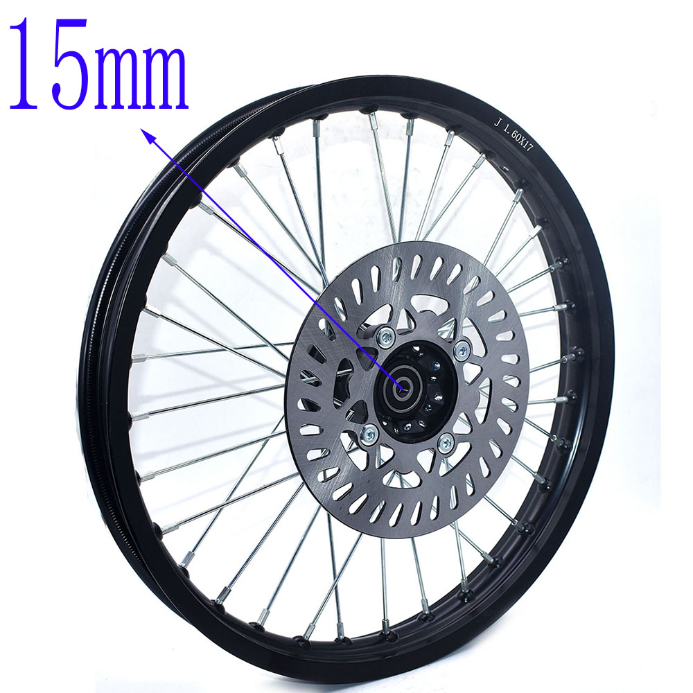 1.60X17 Inch Front Velgen Aluminium Plaat Velgen Met Schijfrem 1.60X17 "Inch Voor Klx crf Kayo Apollo Bse Pit Bike: 15mm Black