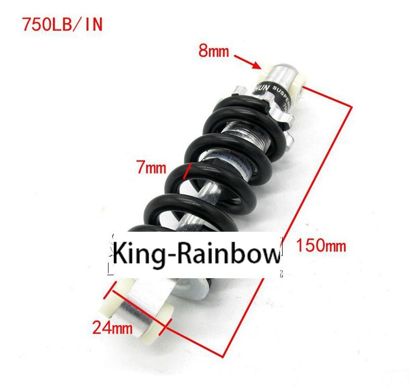 1pcs 1200LB/IN 750LB 650LB Motorcycle Air Shock Absorber Rear Suspension For 47cc 49cc Motor Scooter ATV Quad: 150MM 750LB