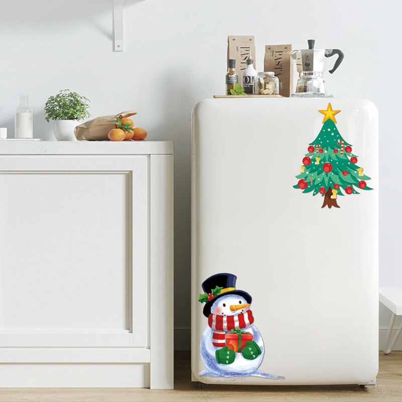 Christmas Green Plant Twig Bell Wall Sticker Simulation Plant Affixed Toilet TV Background Decor Wall Window Decoration Stickers