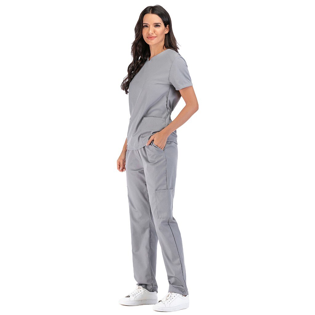 neue heiße Männer & Frauen krankenschwester uniform Kurzarm V-ausschnitt Tops + Hosen Pflege Arbeits Uniform Set Anzug krankenschwester zubehör