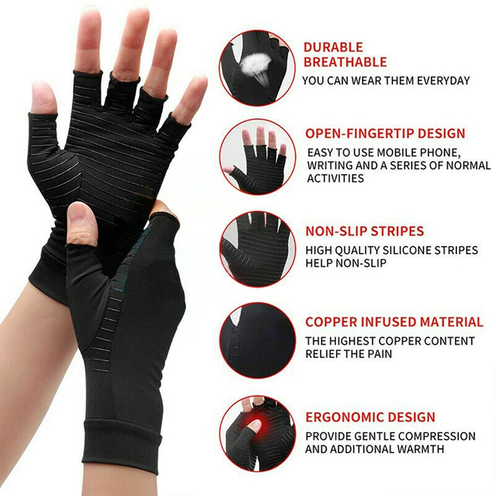 1 Pair Compression Finger Support Joint Pain Relief Arthritis Therapy Gloves